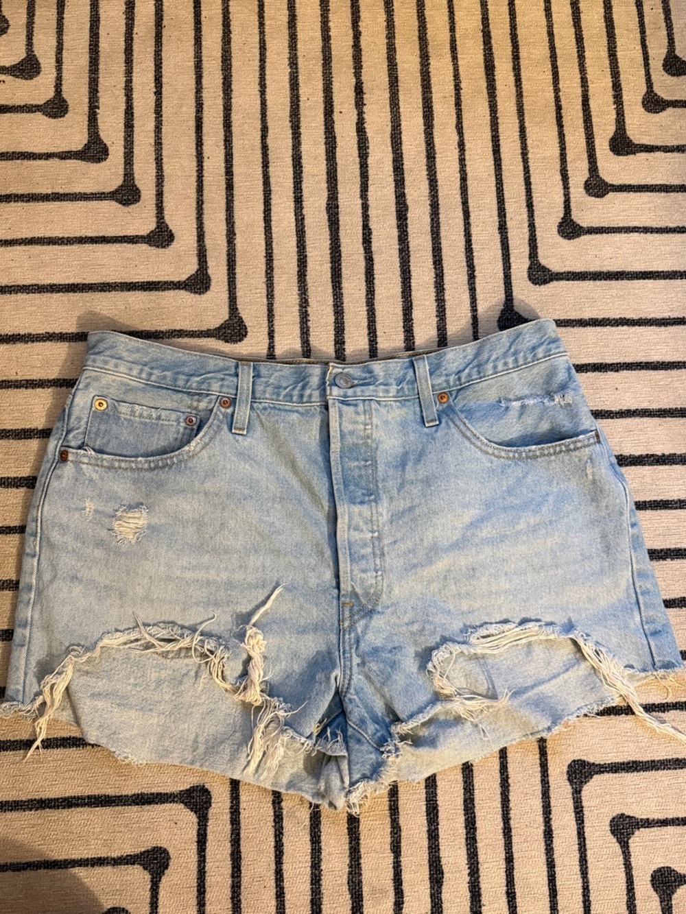 Levi's Light Blue Distressed Denim Cutoff Shorts
